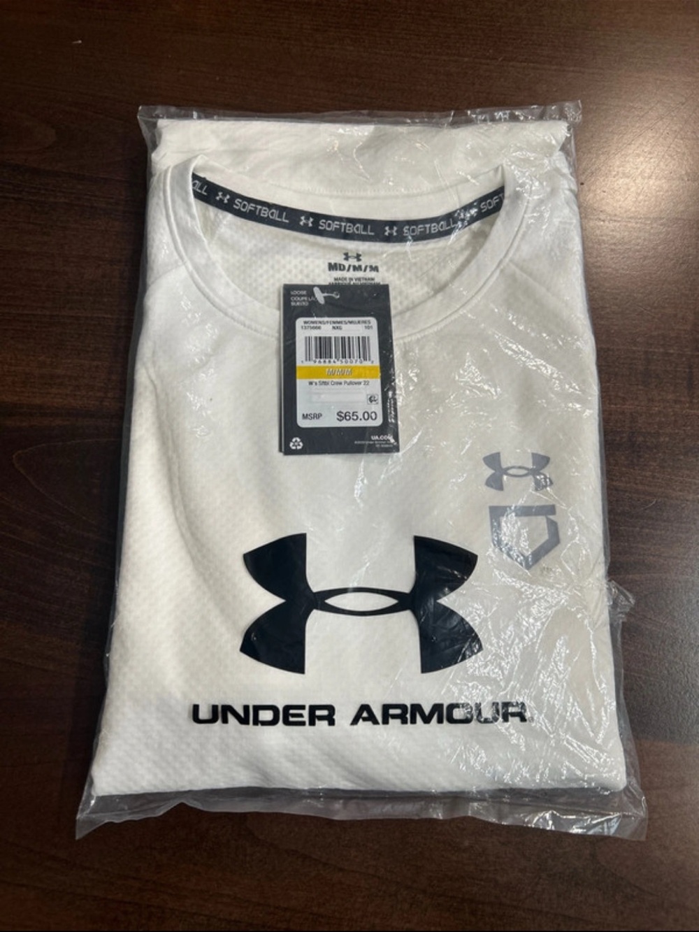 Under Armour Men’s White Short Sleeve Training Tee with Black Logo